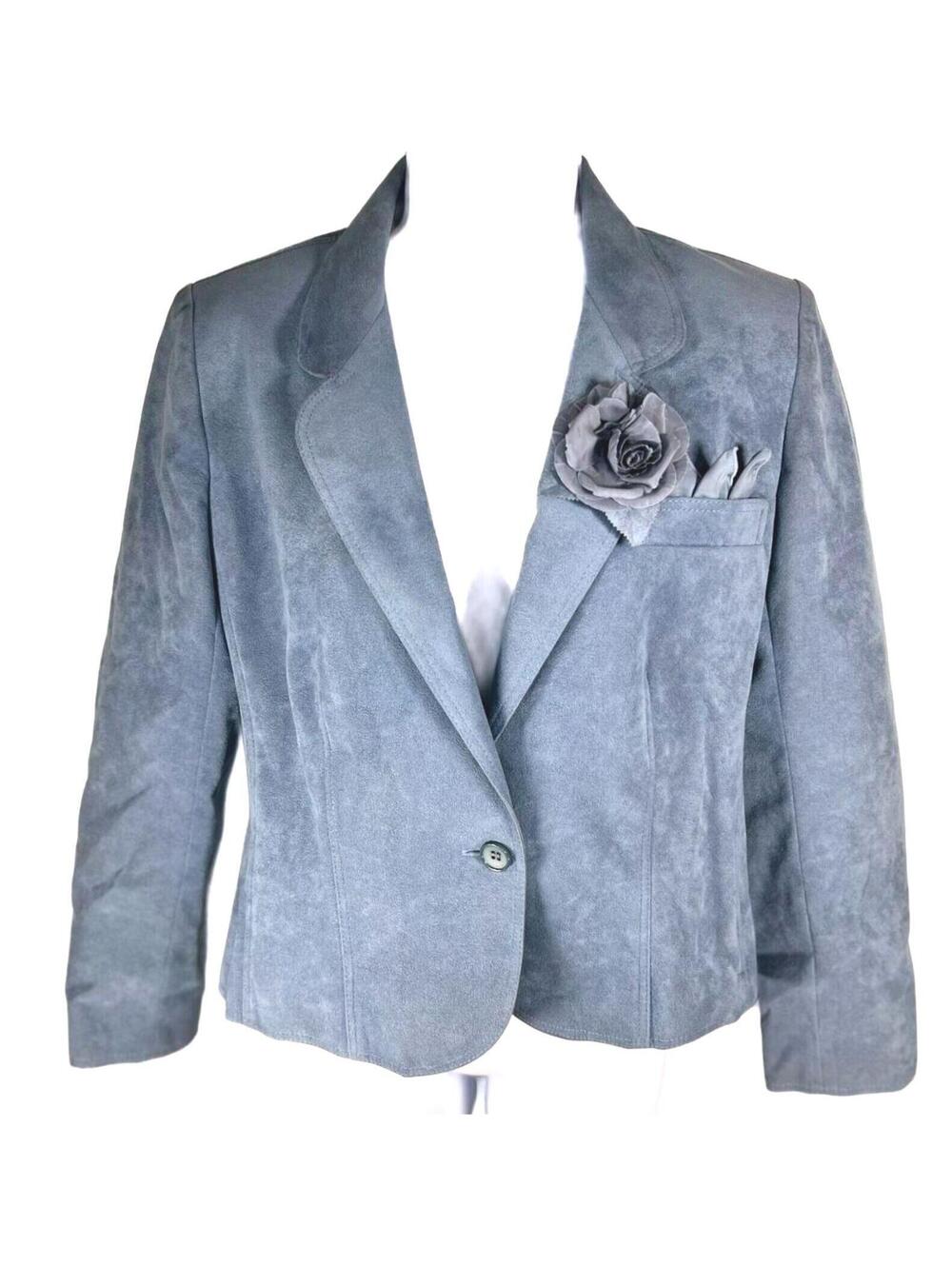 Vintage Lilli Ann Blue Ultrasuede Blazer Jacket | Corporate Goth / Indie Sleaze